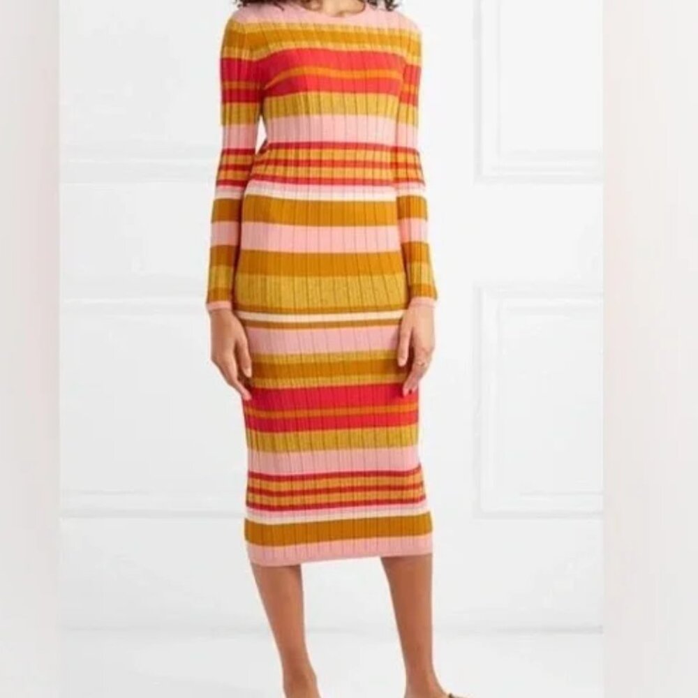 Stine Goya Jeanne Metallic Striped Midi Dress